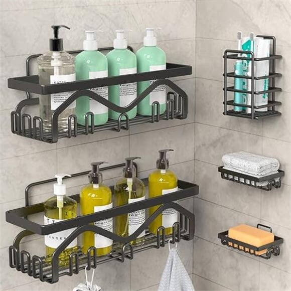 Shower Caddy, Shower Shelves [5-Pack], Adhesive Shower Organizer - Picture 7 of 7